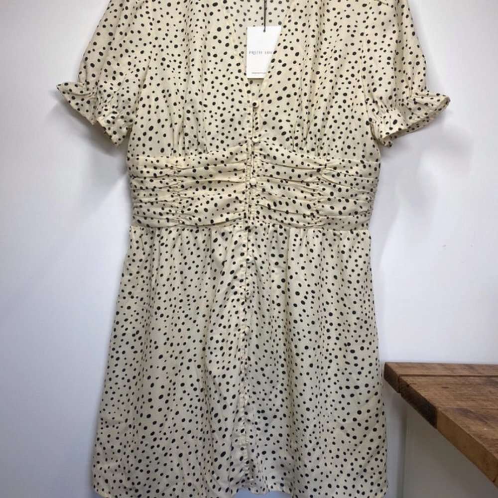 Brand new Pretty Lavish cream polka dot dress size 12